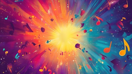 Fototapeta premium Abstract Colorful Music Explosion Bright Vibrant Art