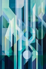 Abstract geometric art design featuring blue and teal vertical lines and circular shapes, ideal for backgrounds, modern decor, digital projects, and visual concepts.