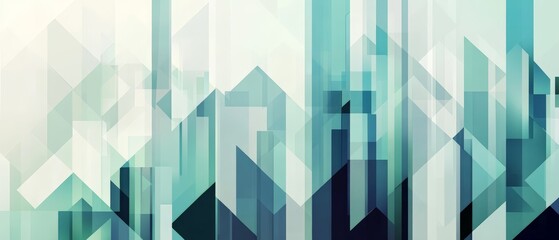 Fototapeta premium Abstract geometric design with blue and green overlapping shapes, representing modern technology, digital art and visual communication concepts in graphics.