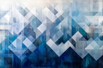 Obraz premium Abstract geometric pattern in shades of blue and white, modern art design for decor, background for digital platforms or contemporary interior spaces.