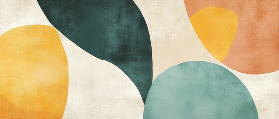 Abstract design featuring colorful shapes in earth tones, perfect for backgrounds, wall art, and creative projects. Ideal for modern decor and artistic expression.