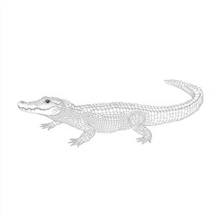 Fototapeta premium Spectacular Line Art: Crocodile Illustration. A detailed drawing of a crocodile, perfect for nature lovers and wildlife enthusiasts.