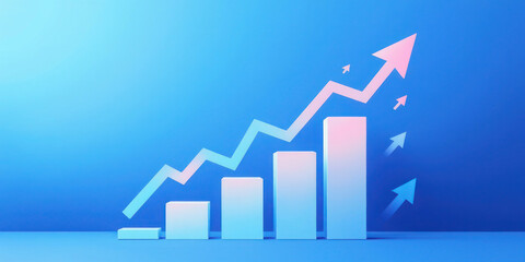 Progressive Bar Graph" Simplistic Modern Illustration with Light Blue Background and Vertical Bars, Ideal for Data Visualization and Growth Themes