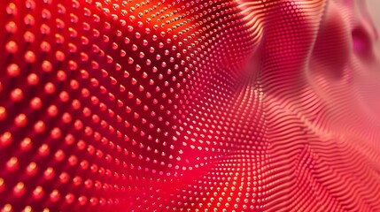 Digital dots on a red background, with a mockup on the side. full ultra hd, high resolution