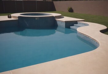 Fototapeta premium A large swimming pool with a charming gazebo in the background