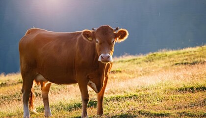 Cow picture, cow wallpaper, Grazing Dairy Cow in Pastoral Landscape, cow images