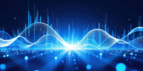 Digital Futuristic Sci-Fi Art with Radiant Blue Light Explosion and Layered Light Particles, Ideal for Tech and Cosmic Themes, Featuring Dark Background and Light-Blue Rays