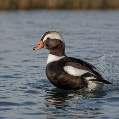 Fototapeta premium Photograph a Long-tailed Duck interacting with other wildlife.
