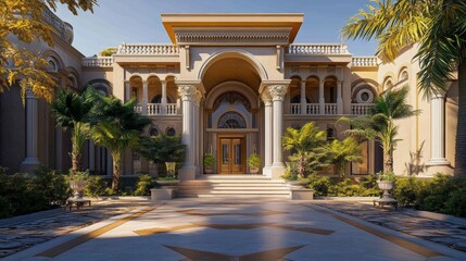 Naklejka premium Modern villa facade design 3D