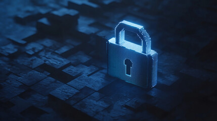 Locked padlock on a blue background symbolizing security and protection technology cybersecurity