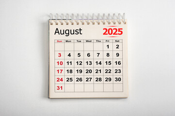 August 2025. Resolution, strategy, solution, goal, business and holidays. Date month August 2025. Monthly desk calendar August 2025. planning new year