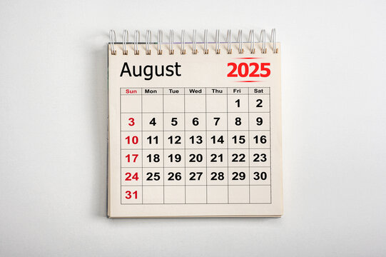 August 2025. Resolution, strategy, solution, goal, business and holidays. Date month August 2025. Monthly desk calendar August 2025. planning new year