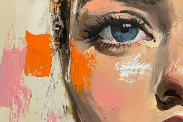 Close-up of a painted eye on canvas, showcasing artistic expression and vibrant colors, ideal for creative projects and visual art representation.