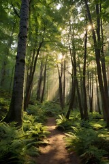 Obraz premium A beautiful serene green forest color images background