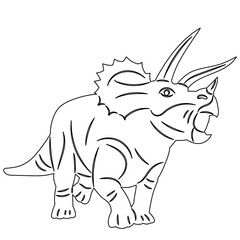 dinosaur outline sketch, on white background vector