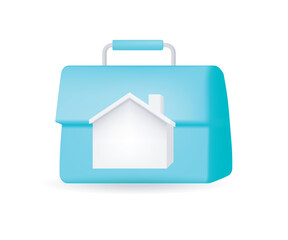 Home property portfolio on business bag concept