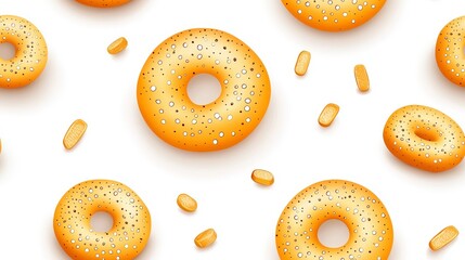 Colorful and Whimsical Donut Pattern with Sprinkles on a White Background for Fun Food Designs