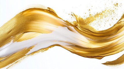 Dynamic gold and white abstract wave art studio digital artwork creative space close-up elegance and movement
