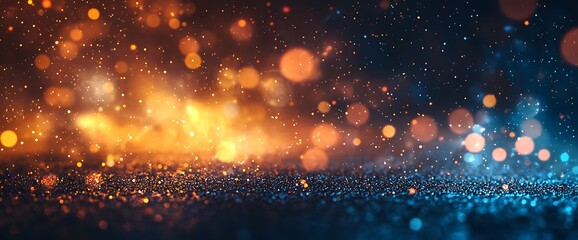 Fototapeta premium Sparkling Abstract Background: Abstract art of shimmering particles with bokeh light, glowing in the dark, evoking a sense of celebration, wonder, and the beauty of the unknown. 