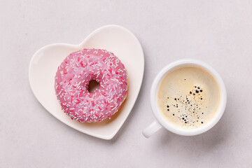 A donut and a coffee cup perfect for a Valentines Day card