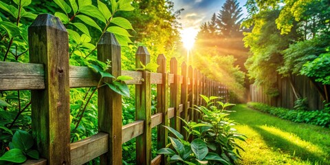 Enhance your garden with this natural wood privacy screen; rustic design, green landscape accent.