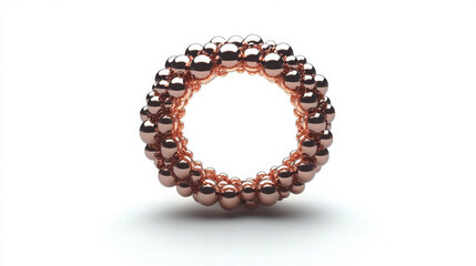 modern abstract design featuring circular arrangement of metallic beads, showcasing blend of shiny copper and reflective surfaces. This artistic piece emphasizes elegance and contemporary style