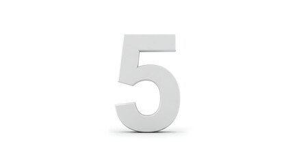 Fototapeta premium 3D White Number Five Digit 5 Isolated on White Background