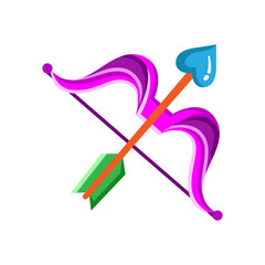 Made in uk A colorful illustration of a bow and arrow with a heart-shaped arrowhead. Perfect for Valentine's Day cards, gifts, or social media.