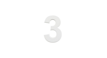 White 3D Number Three Digit Three Isolated on White Background 3D Rendering