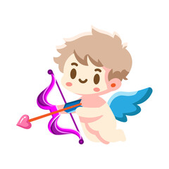 Made in uk A charming illustration of a cute cupid aiming his arrow, perfect for Valentine's Day cards or romantic projects.