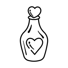 Made in uk A cute line illustration of a bottle containing hearts, perfect for Valentine's Day.