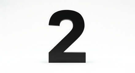 Black Number Two 3D Render Digit Second Place Ranking Symbol Isolated