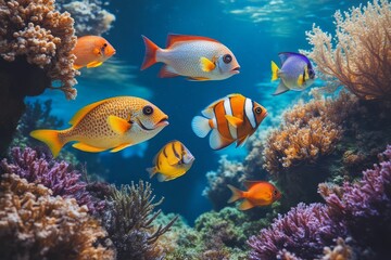 Obraz premium Vibrant Coral Reef Fish Scene Underwater Paradise
