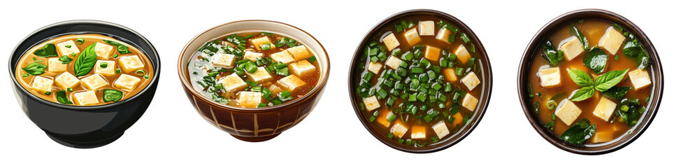 Miso soup isolated on white background. Collection Png.