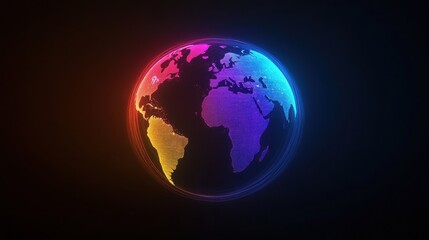 Fototapeta premium visualize global world communication concept. Colorful digital globe design illuminated against a dark background.