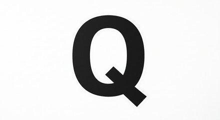 Bold Black Letter Q on White Background Alphabet Font Typography Design Element