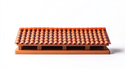 Naklejka premium House roof. Red tile roofing model isolated against white background. Real estate, housing construction project concept. 3d illustration