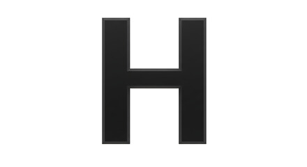 Obraz premium Bold Black Letter H Alphabet Font 3D Render Graphic Design Element