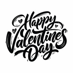 Hearts and Happy Valentines Day! Text Design line art icon sign silhouette vector illustration  with fun brush ink typography calligraphy for photo overlays t-shirt print flyer poster design