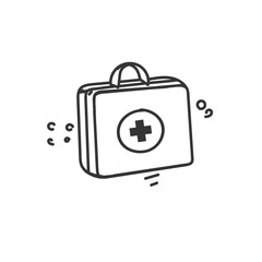 hand drawn medical kit in doodle style
