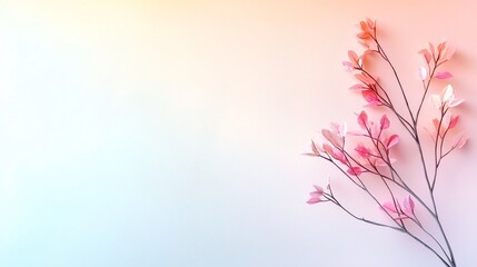 Elegant pastel gradient floral branches with soft delicate petals and a subtle textured overlay in a modern minimalist style  The tranquil natural setting creates a serene