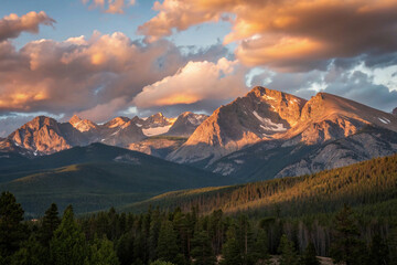 Tranquil Wilderness: A Breathtaking View of the Rocky Mountains at Dusk"