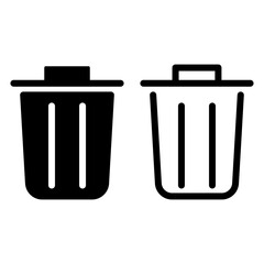 trash can icon, simple flat style, pictogram logo sign symbol vector illustration, isolated on white for mobile app