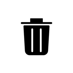 trash can icon, simple flat style, pictogram logo sign symbol vector illustration, isolated on white for mobile app