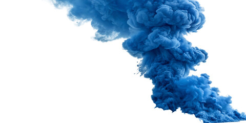 Fototapeta premium A blue smoke explosion border isolated on white background PNG.AI GENERATED