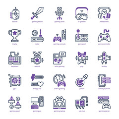 Gaming Sport Icon pack for your website, mobile, presentation, and logo design. Gaming Sport Icon dual tone design. Vector graphics illustration and editable stroke.
