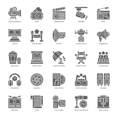 Cinema Icon pack for your website, mobile, presentation, and logo design. Cinema Icon glyph design. Vector graphics illustration and editable stroke.