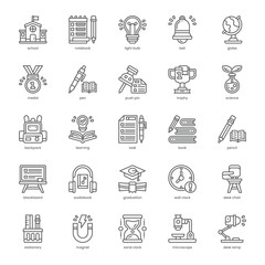 Learning Icon pack for your website, mobile, presentation, and logo design. Learning Icon outline design. Vector graphics illustration and editable stroke.