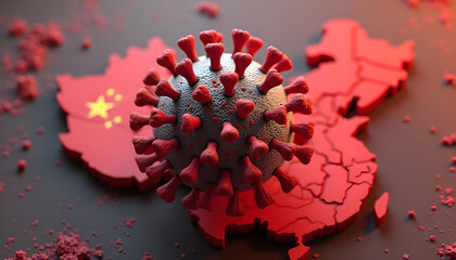 Map of China with the virus has spread. Human Metapneumovirus (HMPV) spreads in China.