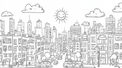 Obraz premium City Adventure Coloring Page